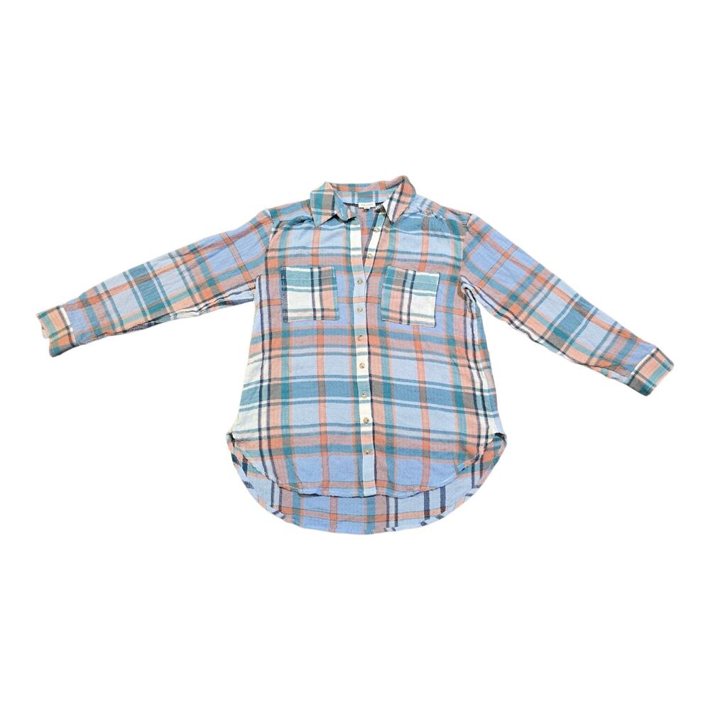 Anthropologie Pilcro Pastel Plaid Button Down Long Sleeve Shirt Oversized Small